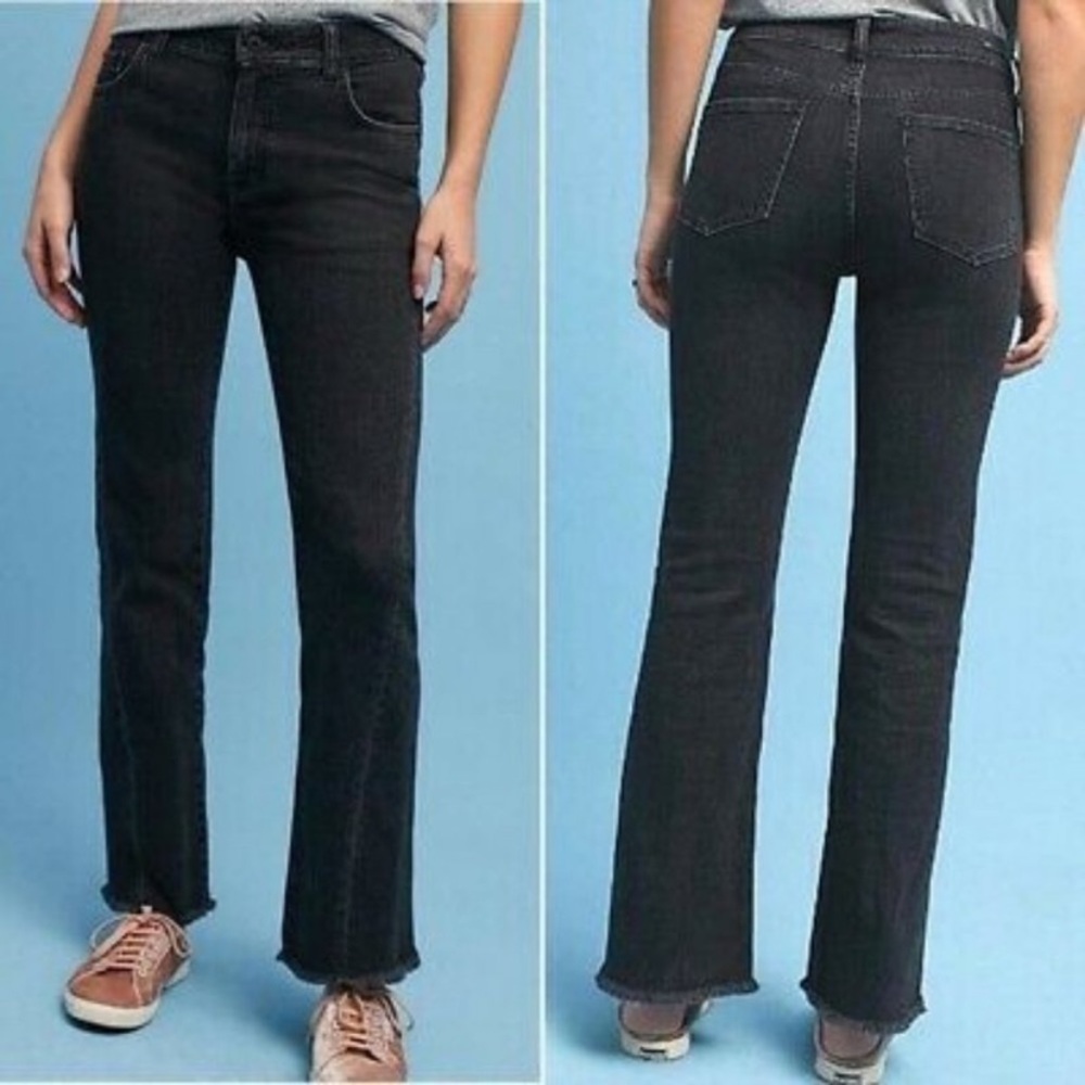 New Anthropologie Pilcro Twisted Seam Black Raw Hem Cropped Bootcut Jeans 28